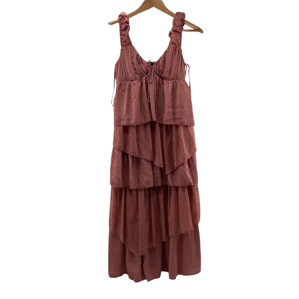Seni & Cade Women Blush Rose Pink Tiered Lace Midi Dress NWT Size S 2043-FY3A - Picture 8 of 11